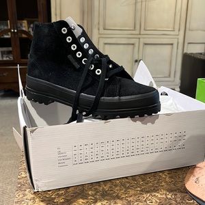 Brand new in box Superga Black suede high top sneaker with lug sole